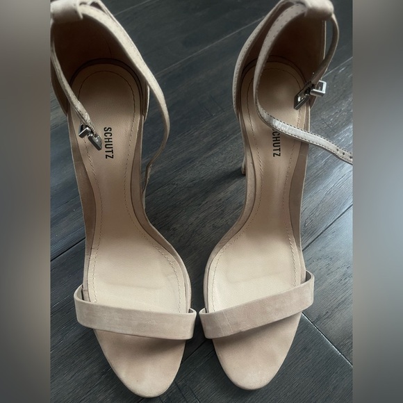 SCHUTZ Tan Stiletto Heels Open-Toe Sandals - Picture 1 of 5